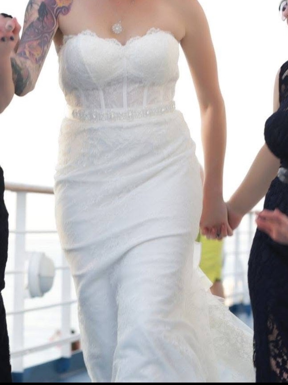 Strapless lace wedding dress